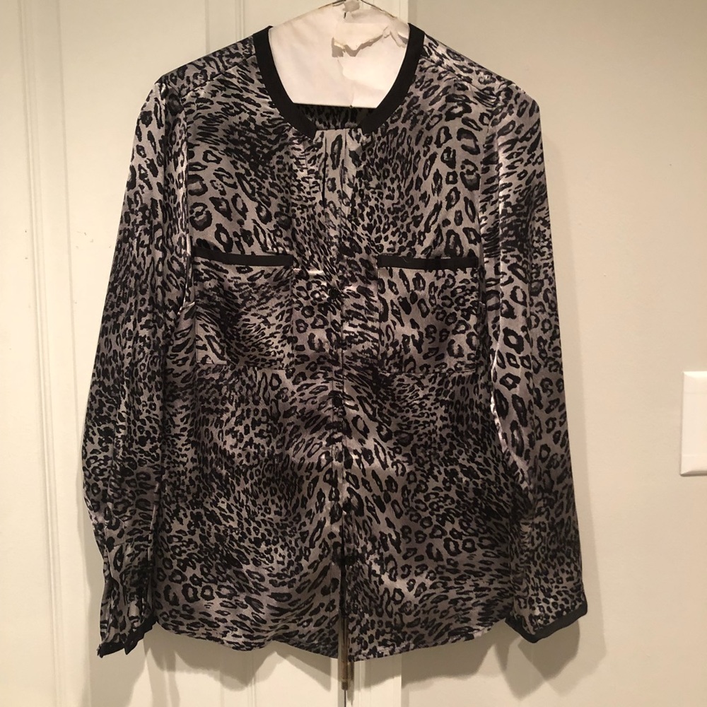 Polyester Black and Grey Leopard Long Sleeve